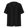 thumbnail image 6 of BODOAO Women's Classic 3/4 Sleeve Open Front Cropped Cardigan Sweater Lightweight Knit Short Shrugs Plus Size Cardigan Jacket Plus Size Cardigan Loose Short Sleeve Cropped Jacket 2025 Fall Black L, 6 of 7