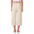 thumbnail image 5 of Side Slit Capris for Women Summer Wide Leg Pants Beach Casual Elastiv Wasited Trousers with Pockets Khaki S, 5 of 5