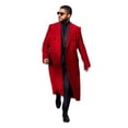 thumbnail image 2 of Mens Red Overcoat - Double Breasted Full Length Wool Coat By Alberto Nardoni Brand Designer, 2 of 3