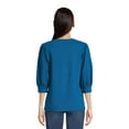 thumbnail image 3 of Time and Tru Women's Quilted Top with ¾-Length Puff Sleeves, Sizes XS-XXXL, 3 of 5