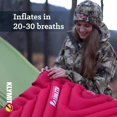 thumbnail image 4 of Klymit Sleeping Pad 06LIRD02D Insulated Static V Luxe; Inflatable; Manual Inflation Using Breath; V-Chamber Design; Red; 75D Polyester Fabric; 32 Ounce Weight; R-Value 5.5/ASTM 2.4, 4 of 9