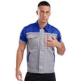 thumbnail image 3 of Sxiwei Men's Work Coat Jacket Reflective Multiple Pockets Workwear Workshop for Machine Workers Blue&Gray 170/L, 3 of 7