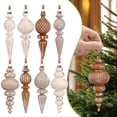 thumbnail image 2 of pdqouc 9 Pcs Neutral Finial Christmas Ornaments Xmas Tree Decor, Vintage Textured Copper Tree Ornaments with Loop, Farmhouse Hanging Baubles, Rustic Decor, for Shatterproof Home Wreath, 2 of 6