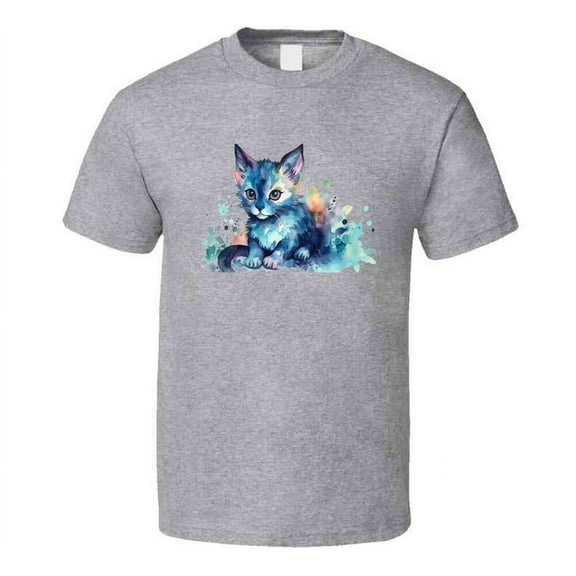 Awesome Cat Painted Tee Colorful Cat Lover Tshirt Feline Novelty T Shirt