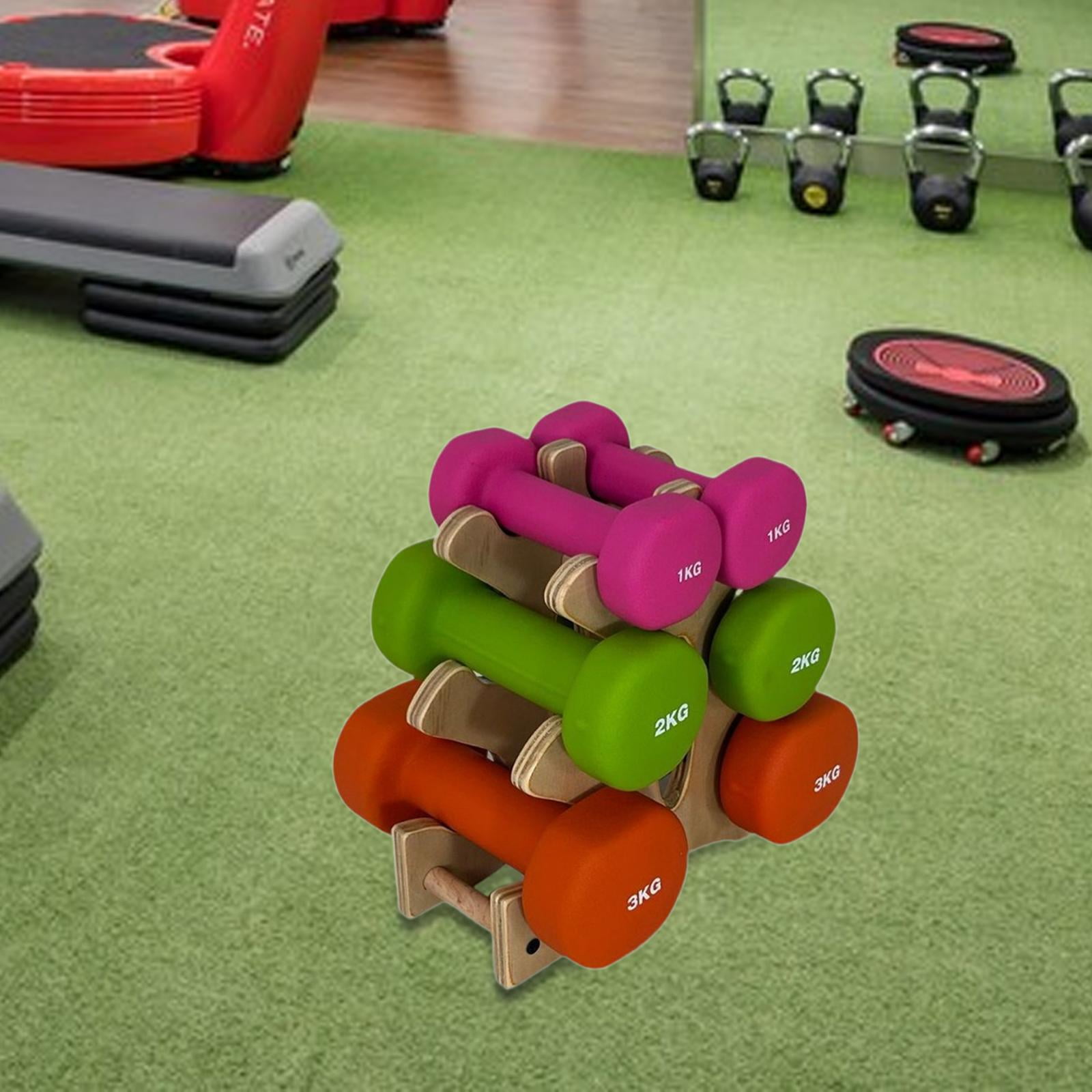 funtasica Dumbbell Rack 3 Layers Bracket Wood Dumbbell Weight Stand Stable A Frame Weight Holder for Fitness Full Body Workout Exercise