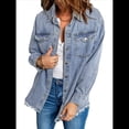 thumbnail image 1 of Chaqueta Vaquera Oversize para Mujer, Camisas Vaqueras Casuales de Larga, Chaqueta Vaquera Desgastada, Conjuntos de 2025. Azul XL, 1 of 8