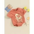 thumbnail image 3 of FEORJGP Toddler Boy Girls Summer Romper Newborn Baby Short Sleeve Jumpsuit Crew Neck Bodysuit Cute Letter Print T-shirt for Loose Casual Daily Clothes, 3 of 9