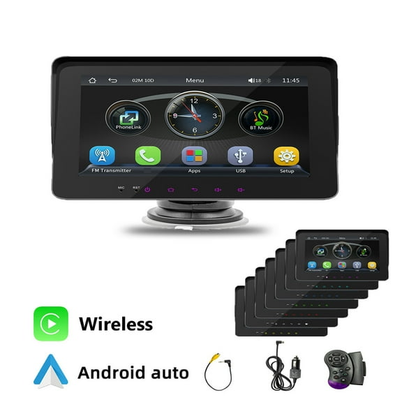7" Portable Wireless Apple Carplay Android Auto Car Stereo Radio Bluetooth AUX/USB/TF Touchscreen Multimedia Player for 12V Vehicle