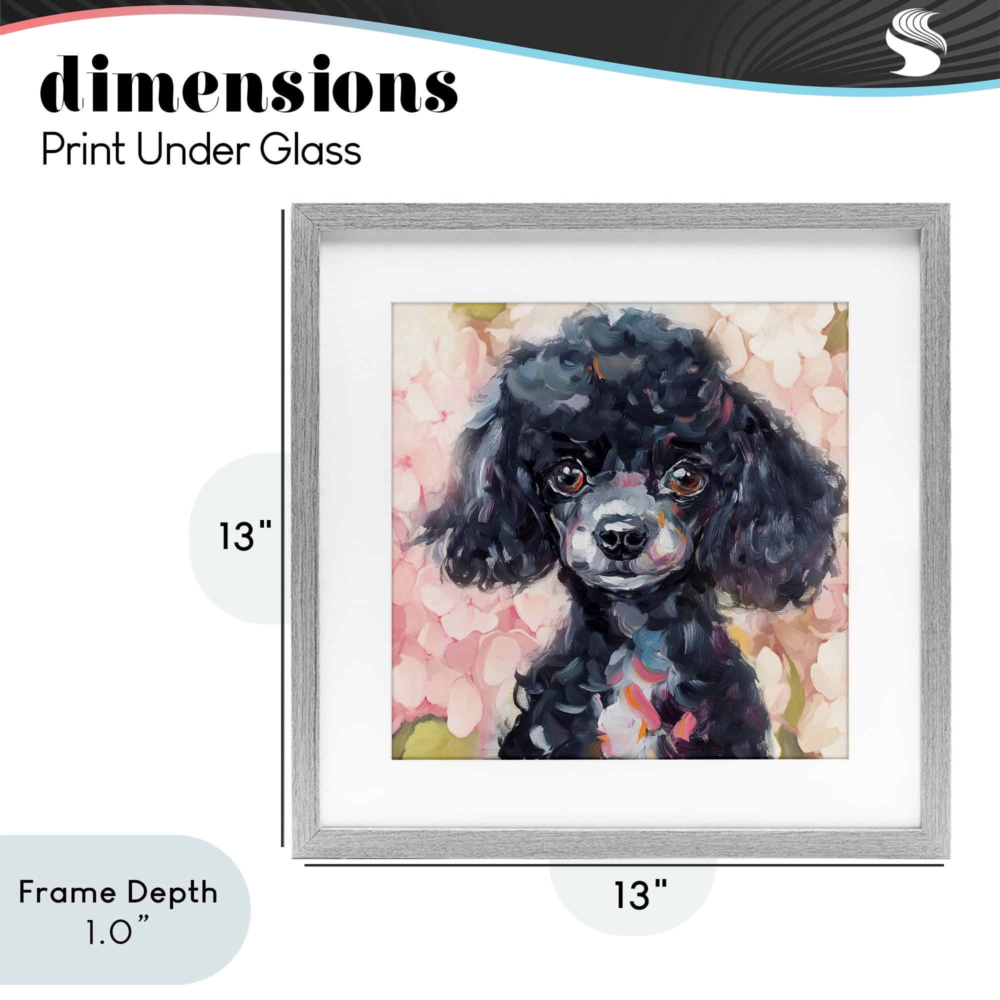 Stupell Industries Little Black Poodle Gray Framed Print Under Glass, design by Tina LeCour