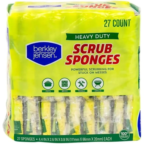 Heavy Duty Cellulose Scrub Sponges, 27 ct., Yellow / Green