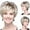 white, variant on Komiseup Women Natural Short Wavy White Gradient Wig Rose Net Synthetic Curly Wigs