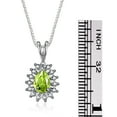 thumbnail image 3 of Rylos 14K White Gold Halo Pendant Necklace: 6X4MM Tear Drop / Pear Shape Peridot & Sparkling Diamonds -  18" Chain Exquisite Birthstone Jewelry, 3 of 7