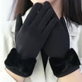 thumbnail image 4 of Eoperou 1 Pair Bowknot Decor Thickened Solid Color Women Gloves Autumn Winter Double-sided Fleece Touch Screen Driving Gloves, 4 of 7