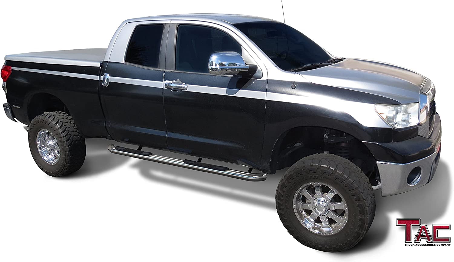 TAC 3" Black Side Steps Running Boards For 2007-2021 Toyota Tundra Double Cab - Textured Nerf Bars
