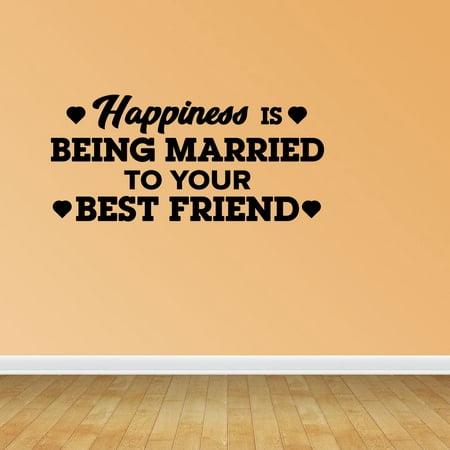 Happiness Married Best Friend Quote Vinyl Wall Decals Vinyl Decals Wedding Gift (Best Wedding Registry Deals)
