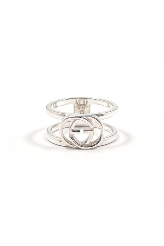 Pre-Owned GUCCI Interlocking G Wide Ring, Sterling Silver 925, Size 14, Unisex