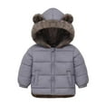 thumbnail image 3 of Reversible Hooded Winter Jacket for Girls Thick Double-Lined Coat with Bear Ears Warm Toddler and Kids Outerwear, 3 of 5