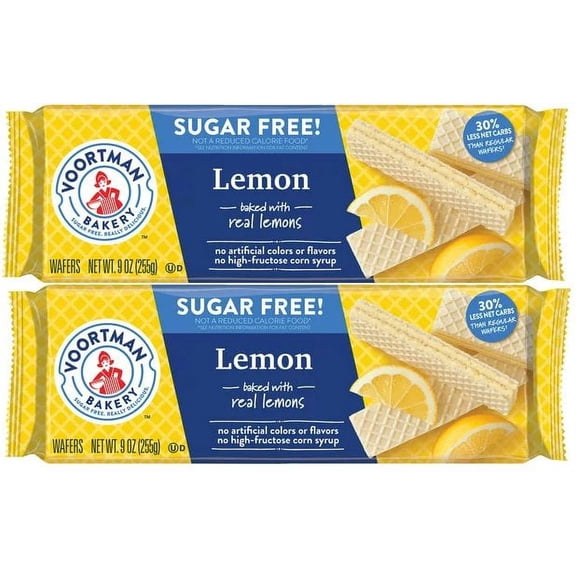 2 Pack of Voortman Sugar Free Lemon Wafers, 9 oz each