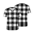 thumbnail image 3 of Daiia White And Black Plaid Mens Baseball Jersey Button Down Shirts Short Sleeve Sports Uniforms-XX-Large, 3 of 9