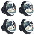 4 Packs Swan Crystal Knobs, Black Dresser Knobs with Screws