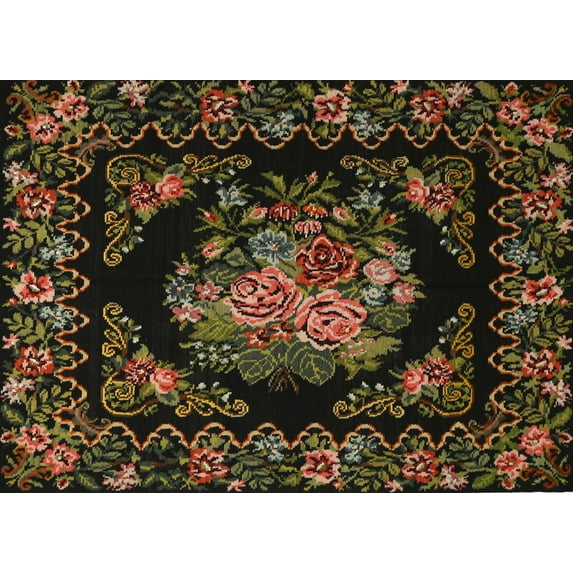 Ahgly Company Machine Washable Indoor Rectangle Traditional Black Brown Area Rugs, 2' x 3'