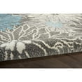 thumbnail image 5 of 4â€™ Round Charcoal and Blue Big Flower Area Rug, 5 of 6