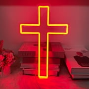 Neonium Custom Cross Led Neon Sign Party Home Wall Decor Church Christian Cross Neon Light Gifts(Red)