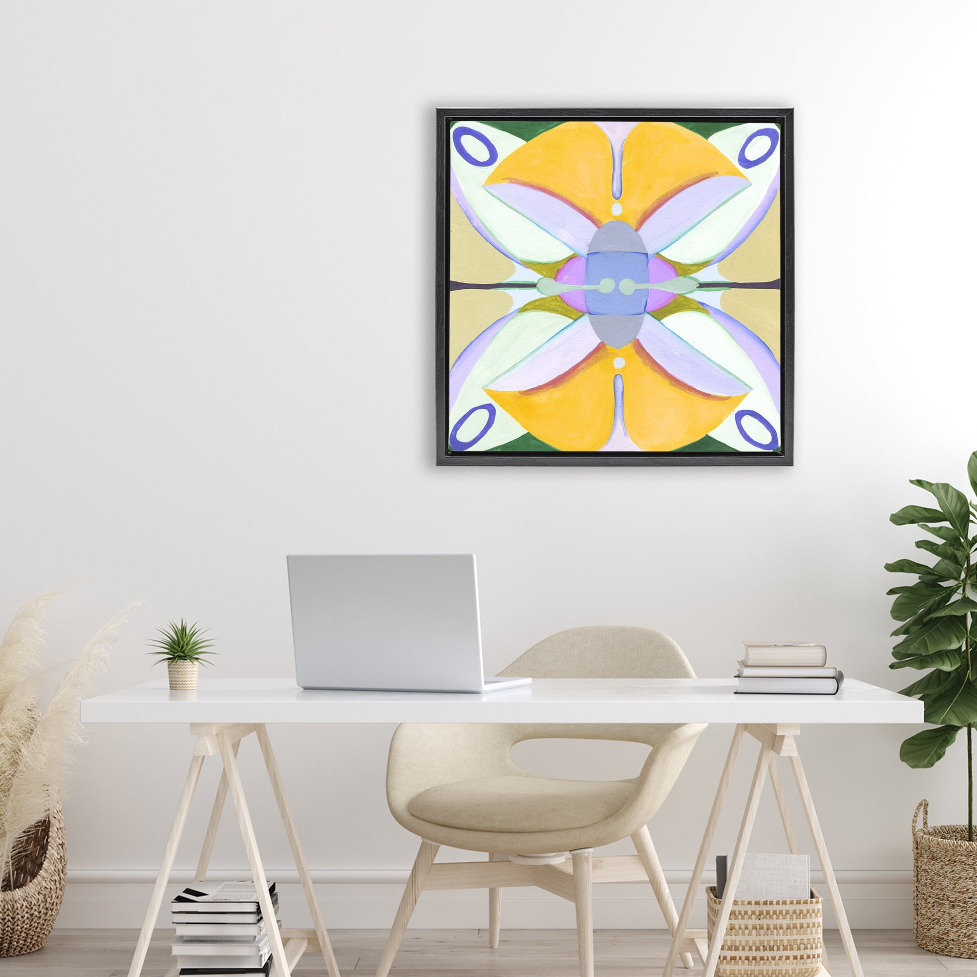 Stupell Industries Warm Revival Kaleidoscope Black Framed Floater Canvas Wall Art, design by Melissa Wang