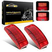 Partsam 2Pcs Red 6" LED Rectangle Side Marker and Clearance Trailer Lights 21 Diodes with Reflectors Waterproof 12V Sealed 6x2 Rectangular Led Stop Turn Tail Brake Lights Dual Mode