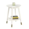 thumbnail image 1 of Allora Mid Century Solid Rubber Wood Round End Table in White, 1 of 2