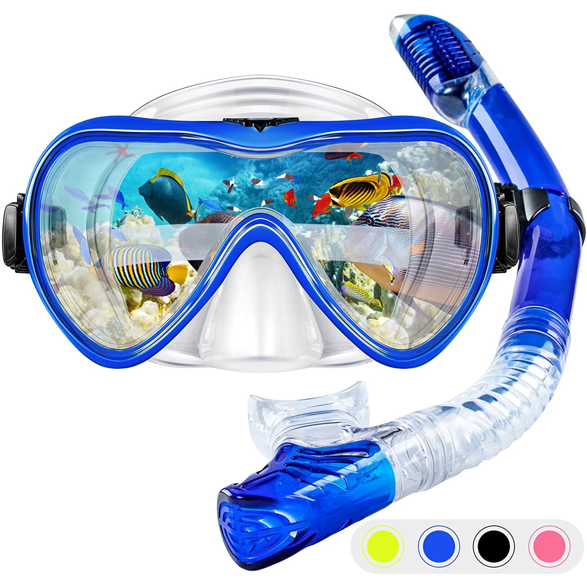 Kit De Plongée Adulte Premium : Masque Panoramique 180° Anti-Buée En Verre Trempé + Tuba Sec Étanche Pour Snorkeling, Natation Et Plongée