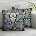 thumbnail image 3 of JRXY  Elephant Throw Pillow Cover, Ethnic Style Bohemian Pattern Creative Animal Elephant Gray Decorative Pillow Case Home Decor Pillowcase White, 3 of 5