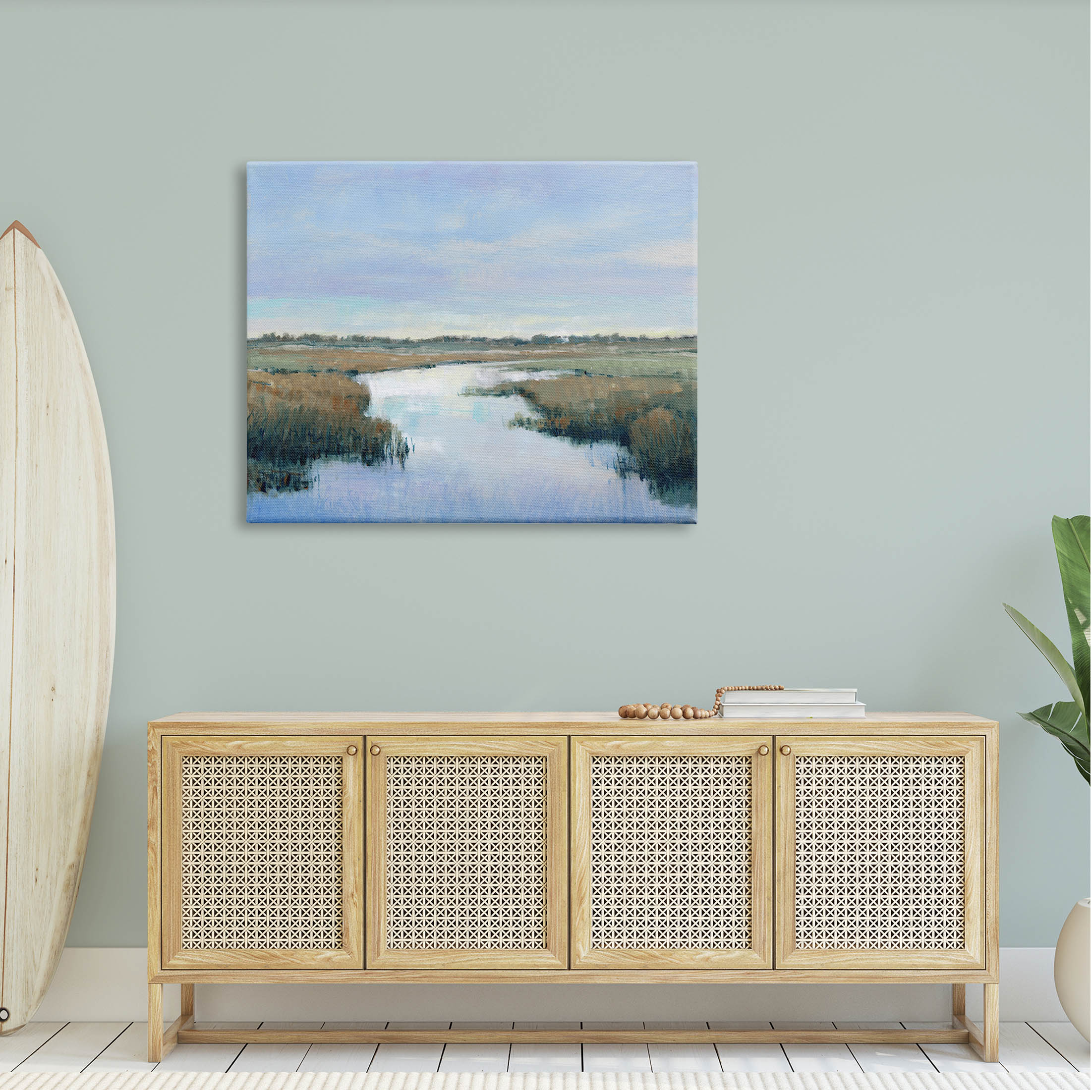 Stupell Industries Rural River Countryside Marsh Landscape Painting Gallery Wrapped Canvas Print Wall Art, Design by Tim OToole
