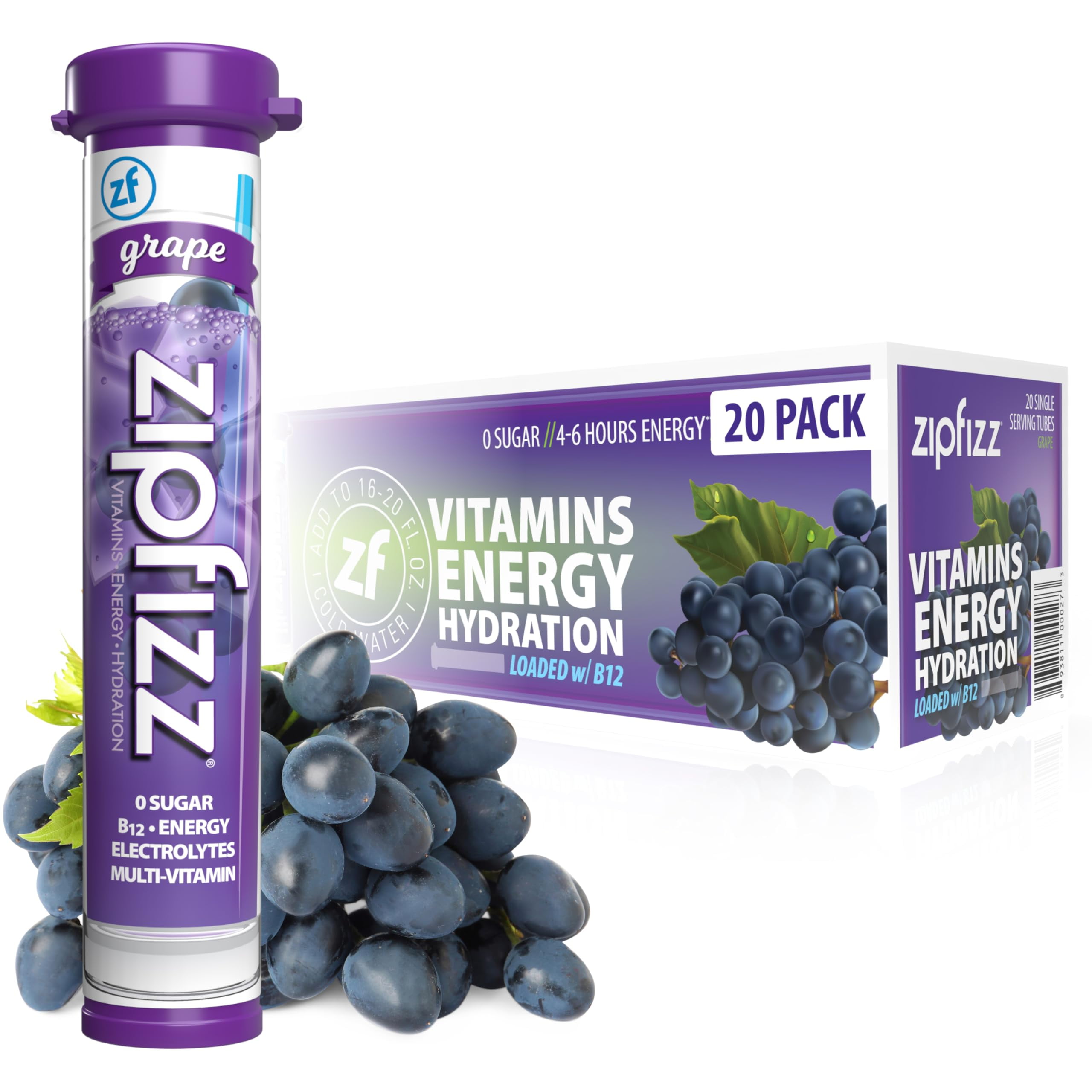 Zipfizz Energy Drink Mix, Electrolyte Hydration Powder with B12