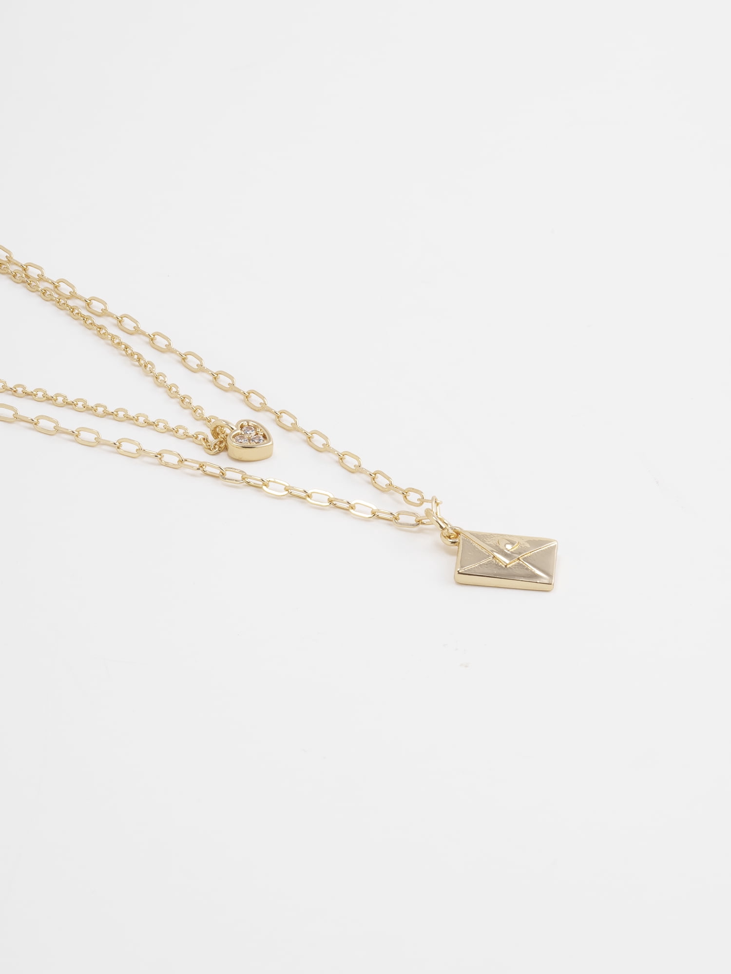 Time and Tru Women's Goldtone Heart and Envelope Layered Necklace