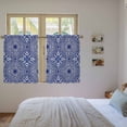 thumbnail image 3 of Navy Blue Kitchen Curtains 45 Inch Length, Traditional Tribal Abstract Geometric Tiers Curtains for Bathroom Bedroom Cafe, Light Filtering Small Window Treatment Short Drapes 2 Panels 42"Wx45"L, 3 of 8
