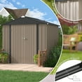 thumbnail image 3 of LACOO 6' x 8'Patio Steel Lockable Storage Shed for Backyard, Mental Outdoor Tool Storage Shed for Garden with Groove Roof, Brown, 3 of 11