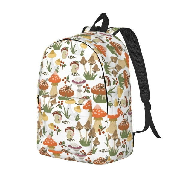 Balery Mushrooms Mochila Clásica Impresa Básica para Viaje, Mochila Escolar Resistente al Agua, Mochila de Lona con Correas Ajustables-Small