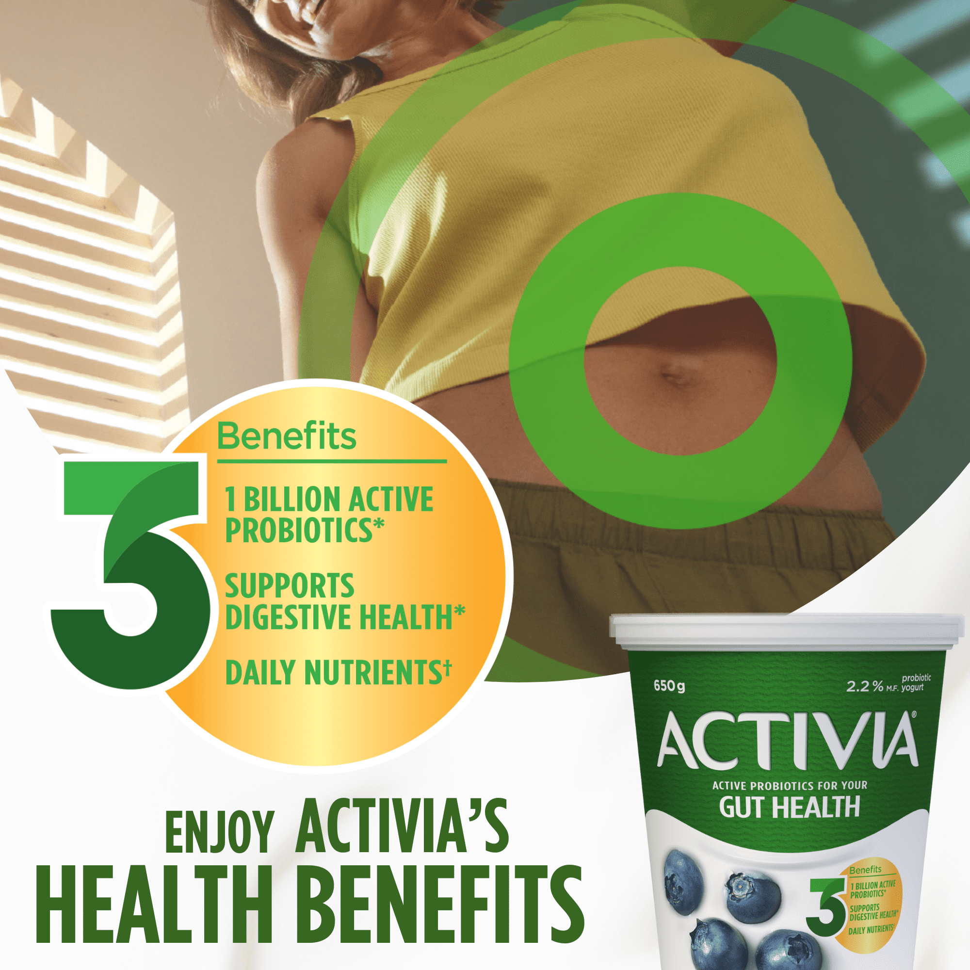 Activia Probiotic Yogurt, Blueberry, 650 g