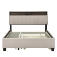 thumbnail image 2 of Miekor Furniture Queen size Upholstered Platform Bed with Storage Headboard, Twin XL Size Trundle & 2 drawers and a set of Sockets & USB Ports, Linen Fabric, Beige W5UAAA, 2 of 9