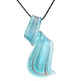 thumbnail image 2 of Besheek Murano Inspired Blue and Black Twist Curl Glass Necklace Pendant, 2 of 5