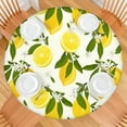 thumbnail image 2 of Vintage Lemon Pattern Tablecloth Yellow Fruit Print Cute Retro Style with Fresh Floral Accent, 2 of 7