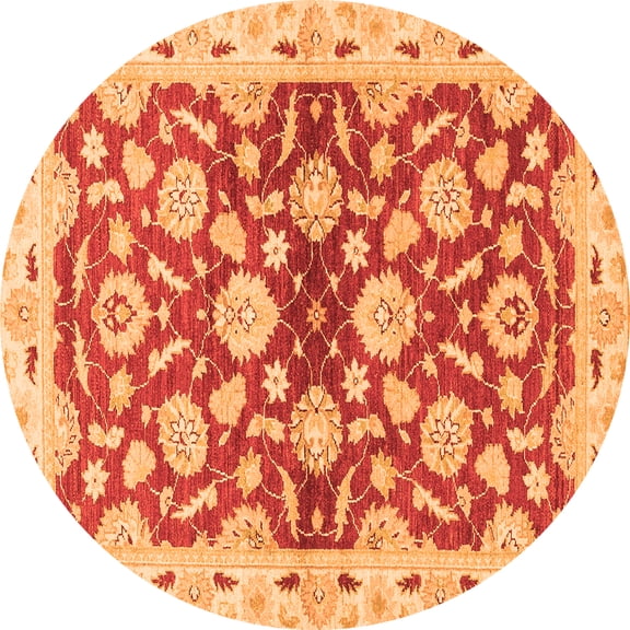 Ahgly Company Indoor Round Oriental Orange Traditional Area Rugs, 3' Round
