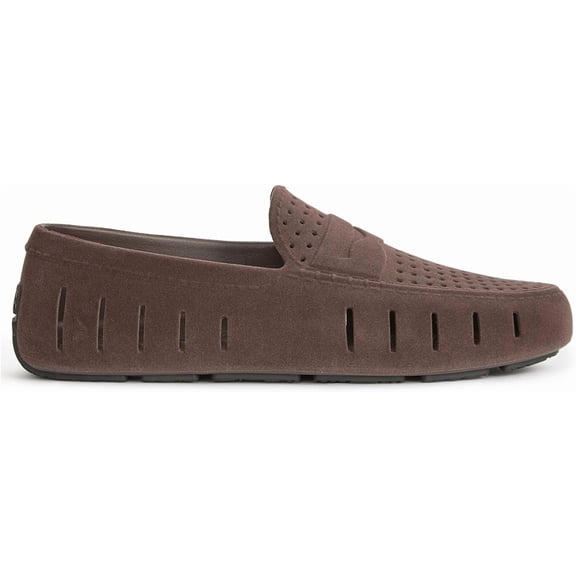 Floafers Men's, Country Club Driver Faux Suede, Brown Vegan Suede, 8, Medium