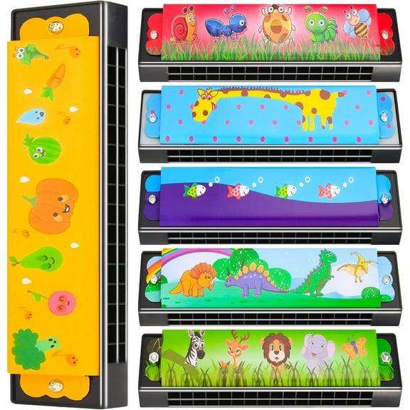 6 Styles Harmonica for Kids, Lightweight Cartoon Harmonica with Double Row of 16 Holes, Harmonica for Toddler Kids Adult Beginners Musical Instrument Toy