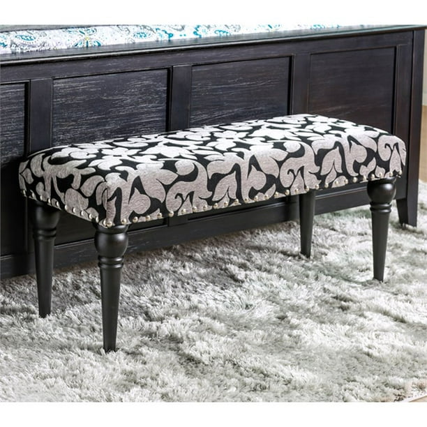 Furniture of America Banc d'Accent Floral en Tissu Contemporain Sela en Noir