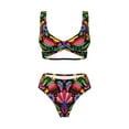thumbnail image 4 of Rocae Colorful Floral Embroidery Mexican for Bikini Set for Women Two Piece Sexy High Swimsuits Split Crossover Bikini Medium, 4 of 9