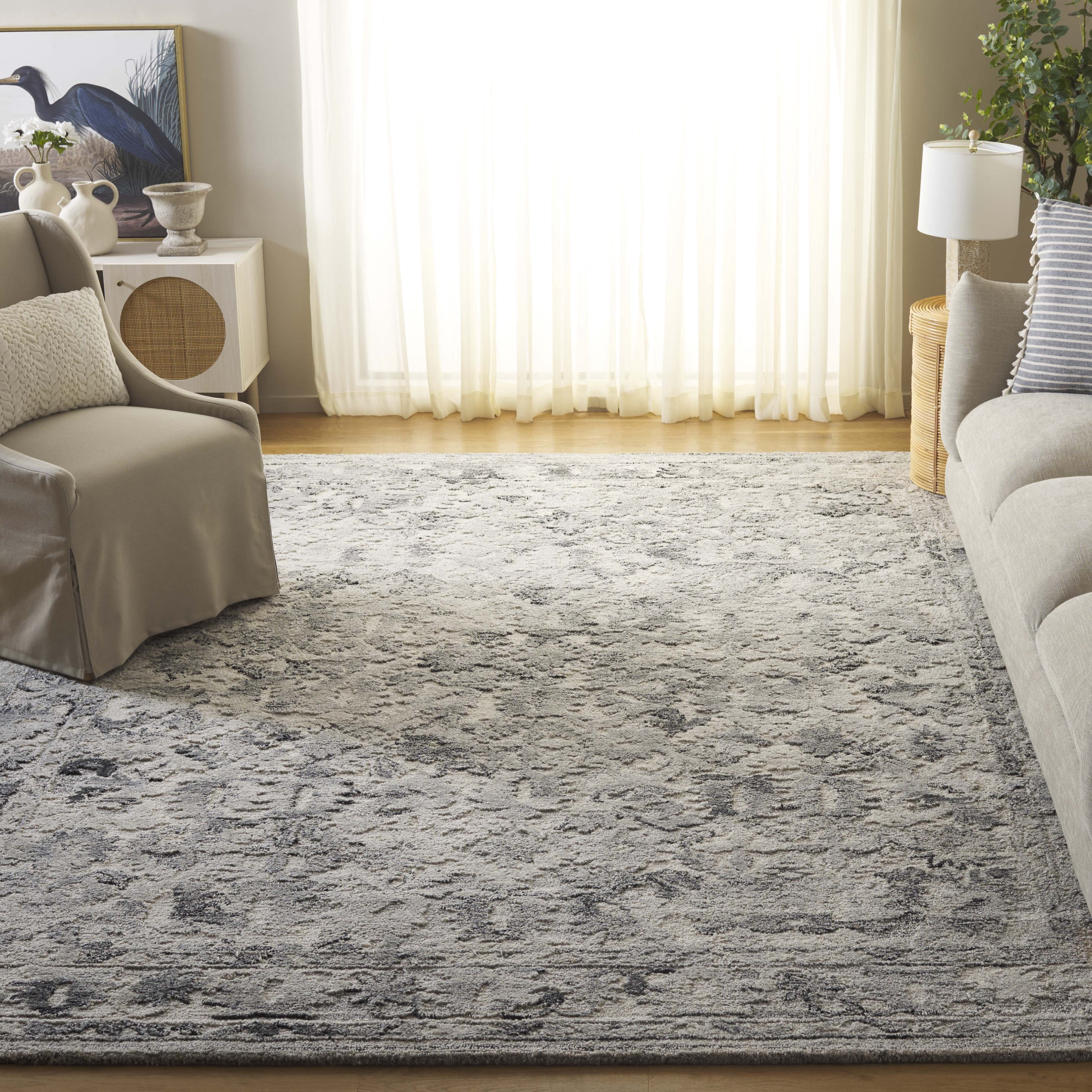 SAFAVIEH Marquee Stewart Abstract Area Rug, Light Gray/Charcoal, 6' x 6' Square