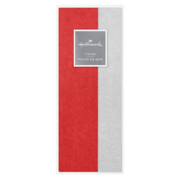 Hallmark 2-Pack Christmas Tissue Paper (Solid Red and White) 6 sheets