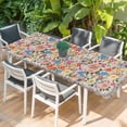 thumbnail image 2 of Boho Pink Flowers Table Cloths for 8 Foot Rectangle Tables, Colorful Floral Spring Vintage Botanical Patio Waterproof Elastic Fitted Tablecloths, Washable Rectangular Table Cover for Camping, 2 of 8